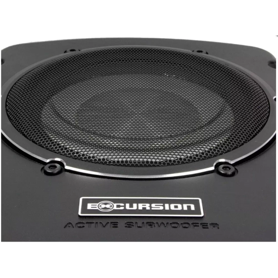 Excursion PXA-B8 active car subwoofer with a 20 cm / 8-inch driver – 150/500 W, die-cast aluminum enclosure, dual radiator, bass level controller.